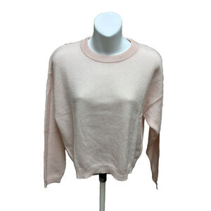 Crush Womens Cashmere Sweater Size 1 Small Pink Cropped Long Sleeve Pullover Top